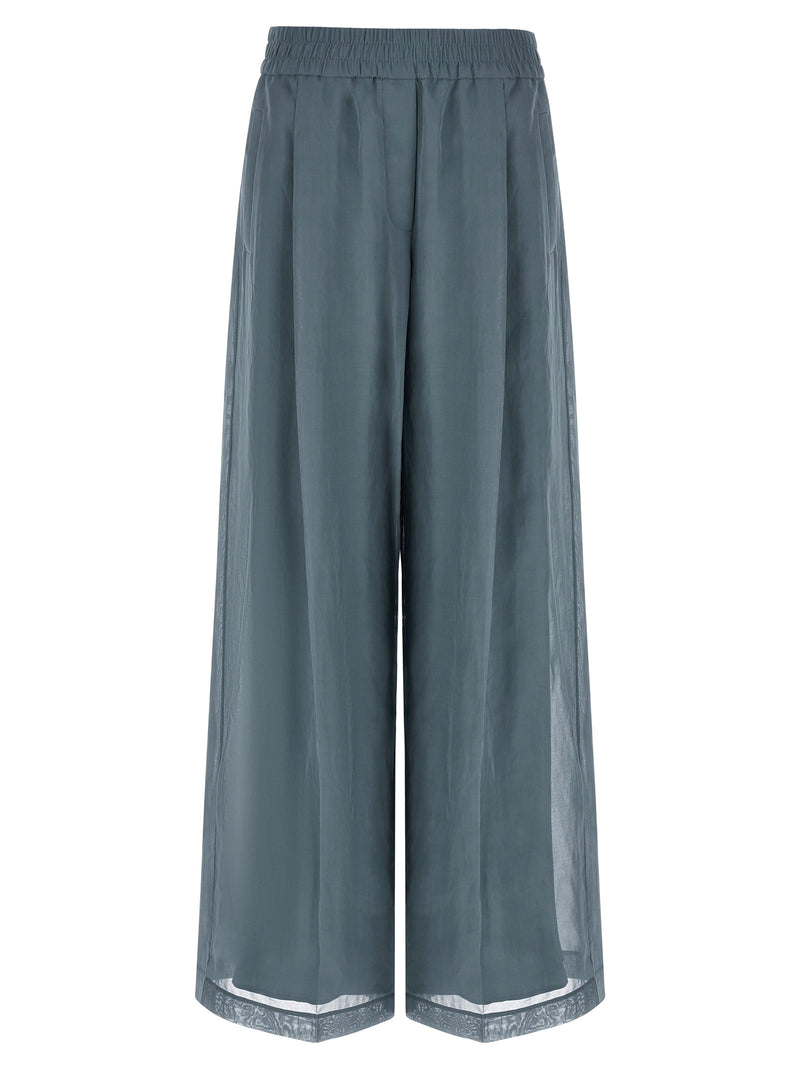 Brunello Cucinelli Blue Cotton Casual Pants