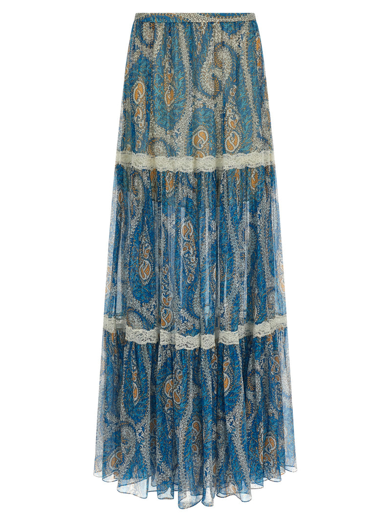Mini-jupe en soie bleue Etro