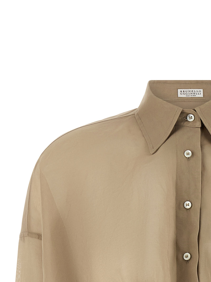 Chemisier en coton beige Brunello Cucinelli