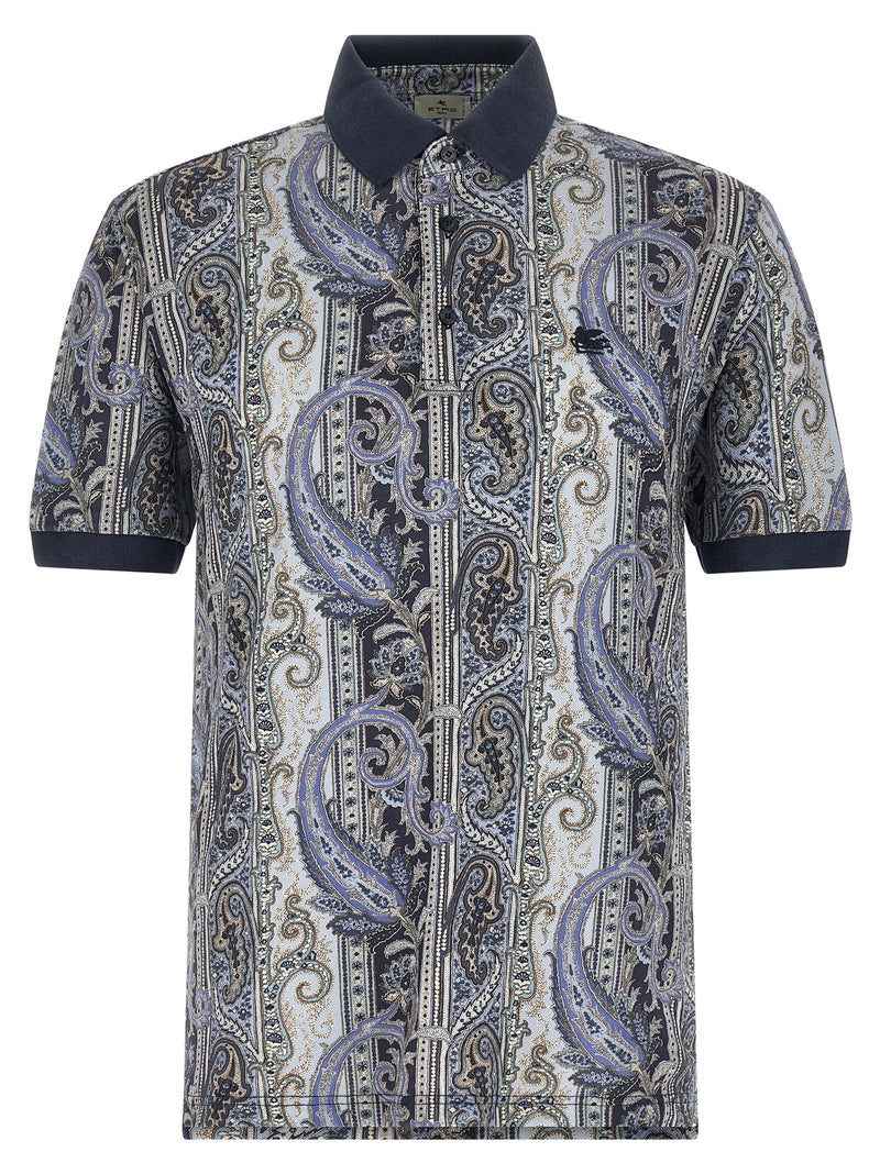 Etro Arnica Paisley Blue Cotton Polo Shirt