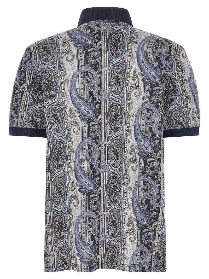 Etro Arnica Paisley Blue Cotton Polo Shirt