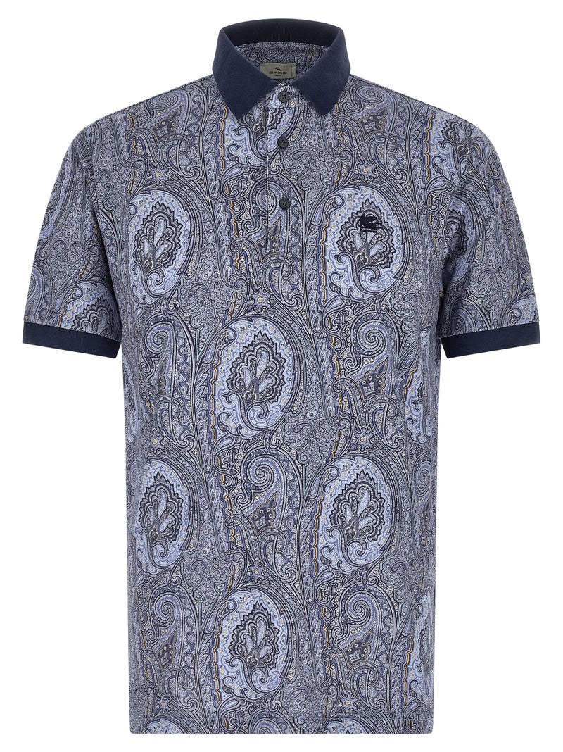 Polo bleu en coton Etro