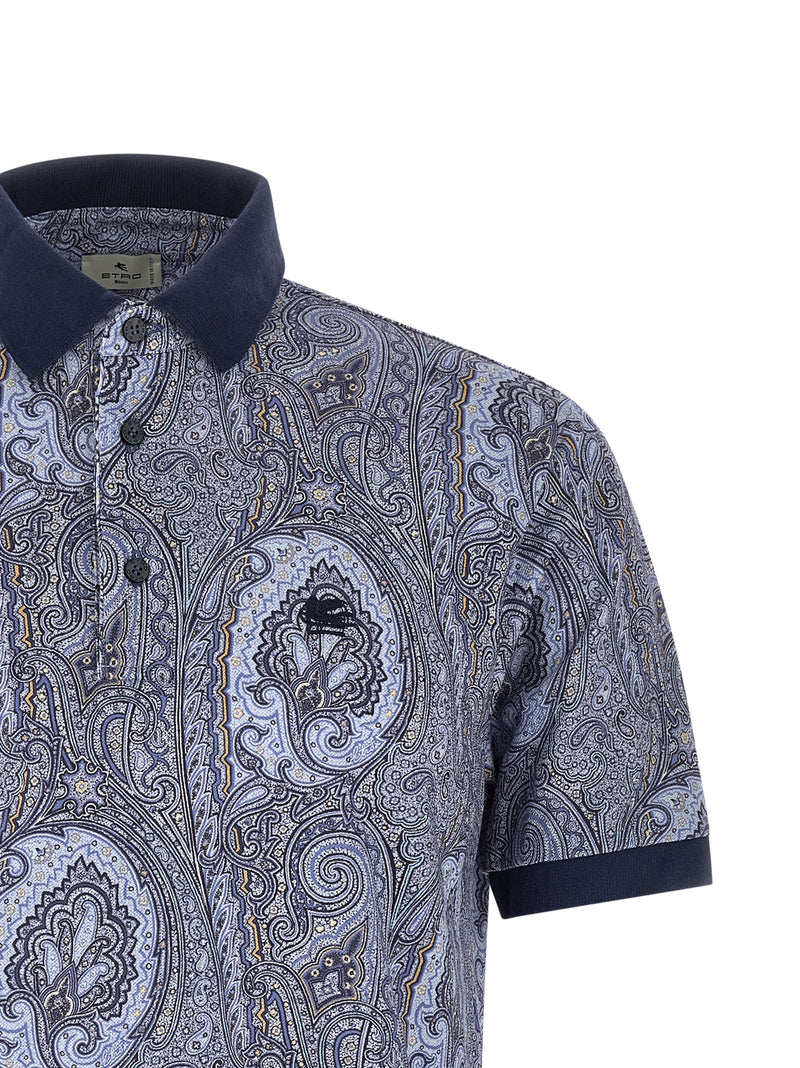 Polo bleu en coton Etro
