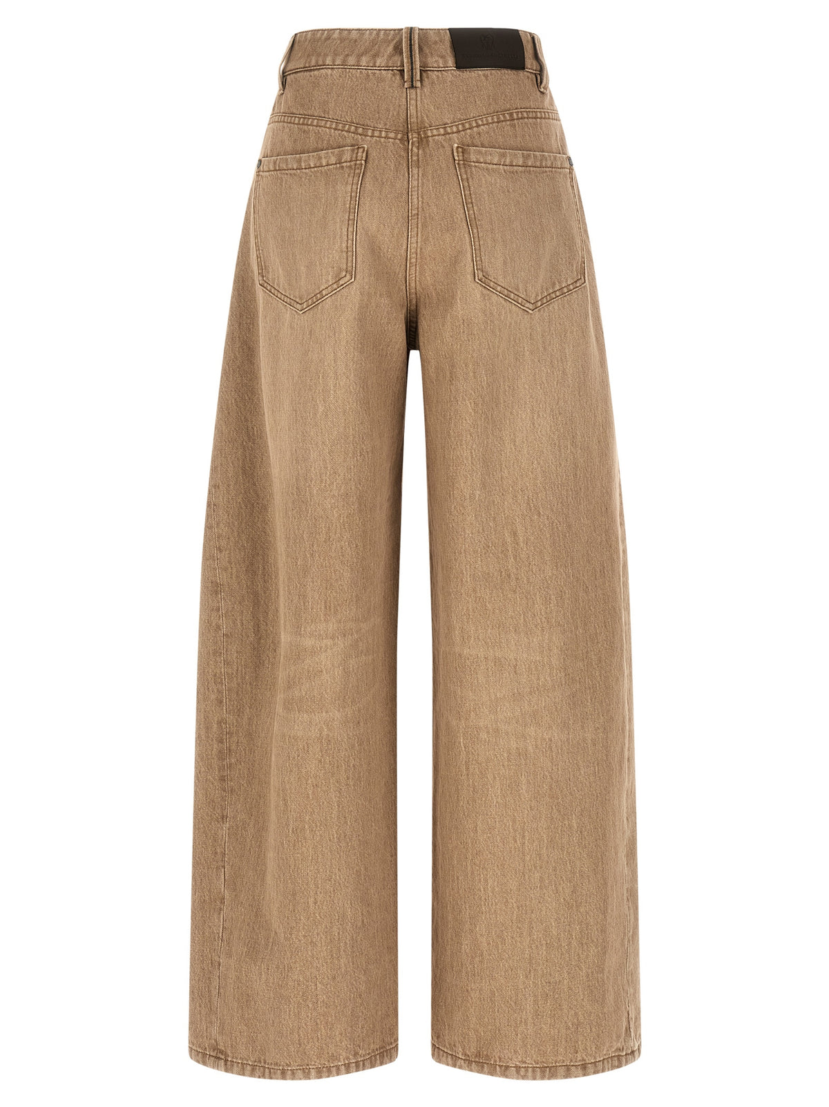 Brunello Cucinelli Beige Cotton Wide Leg Denim Jeans
