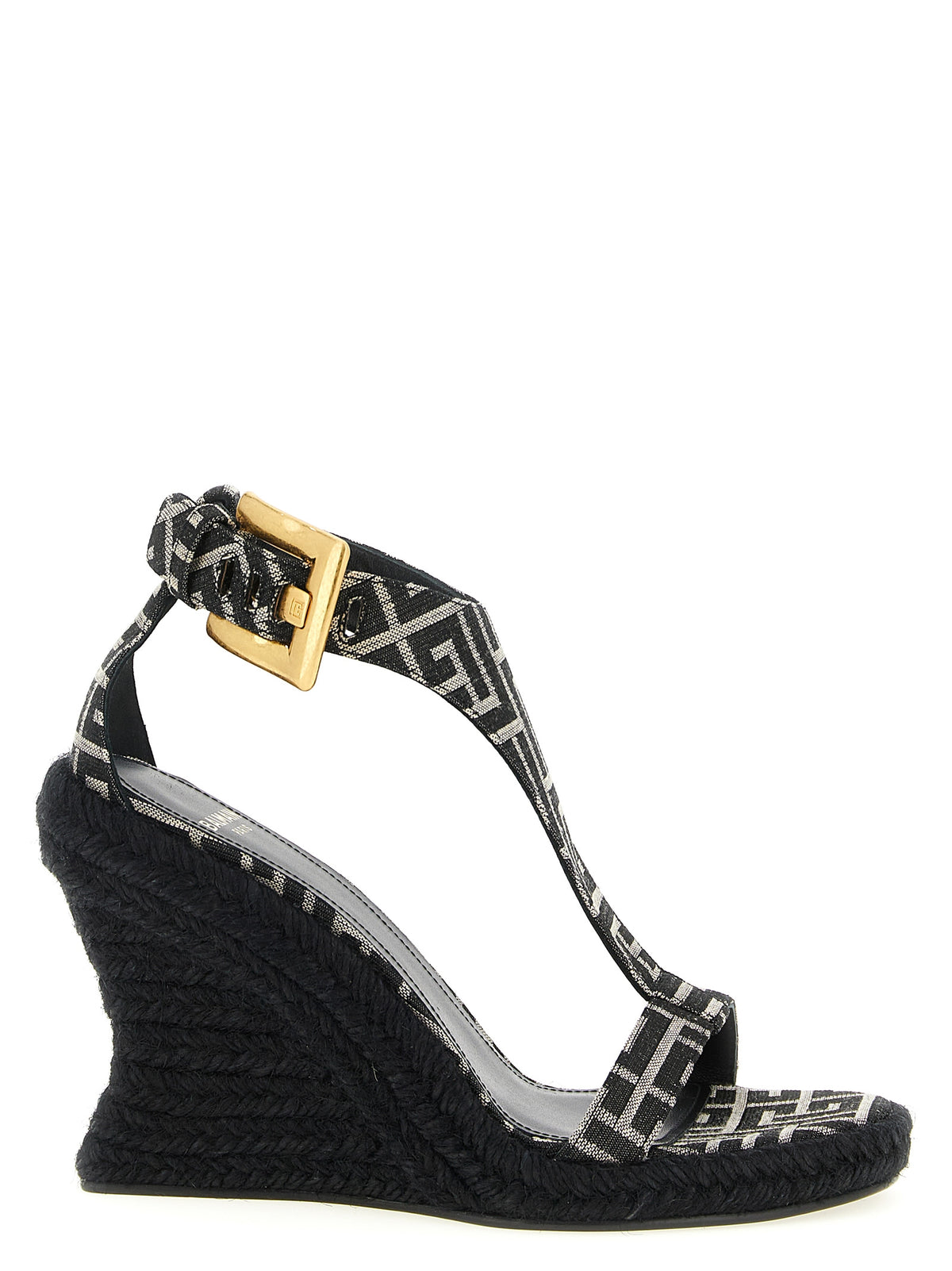 Sandales compensées Balmain noires en polyester