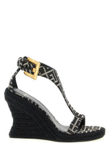 Sandales compensées Balmain noires en polyester