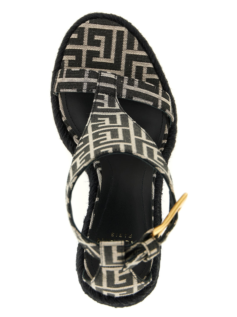 Sandales compensées Balmain noires en polyester