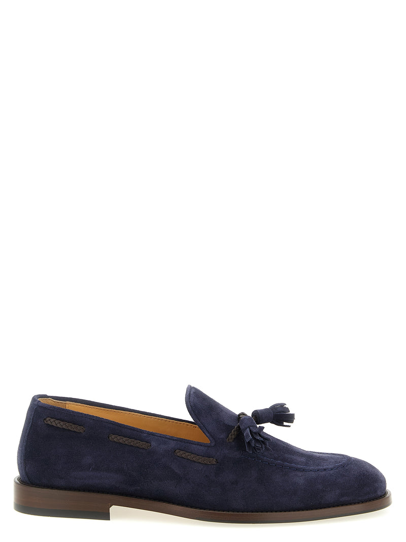 Brunello Cucinelli Blue Calfskin Slip-On Loafers