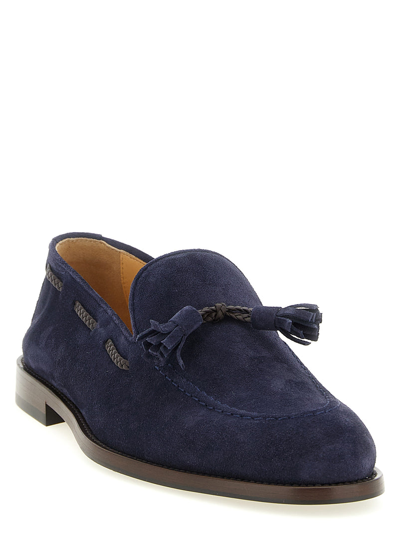 Brunello Cucinelli Blue Calfskin Slip-On Loafers