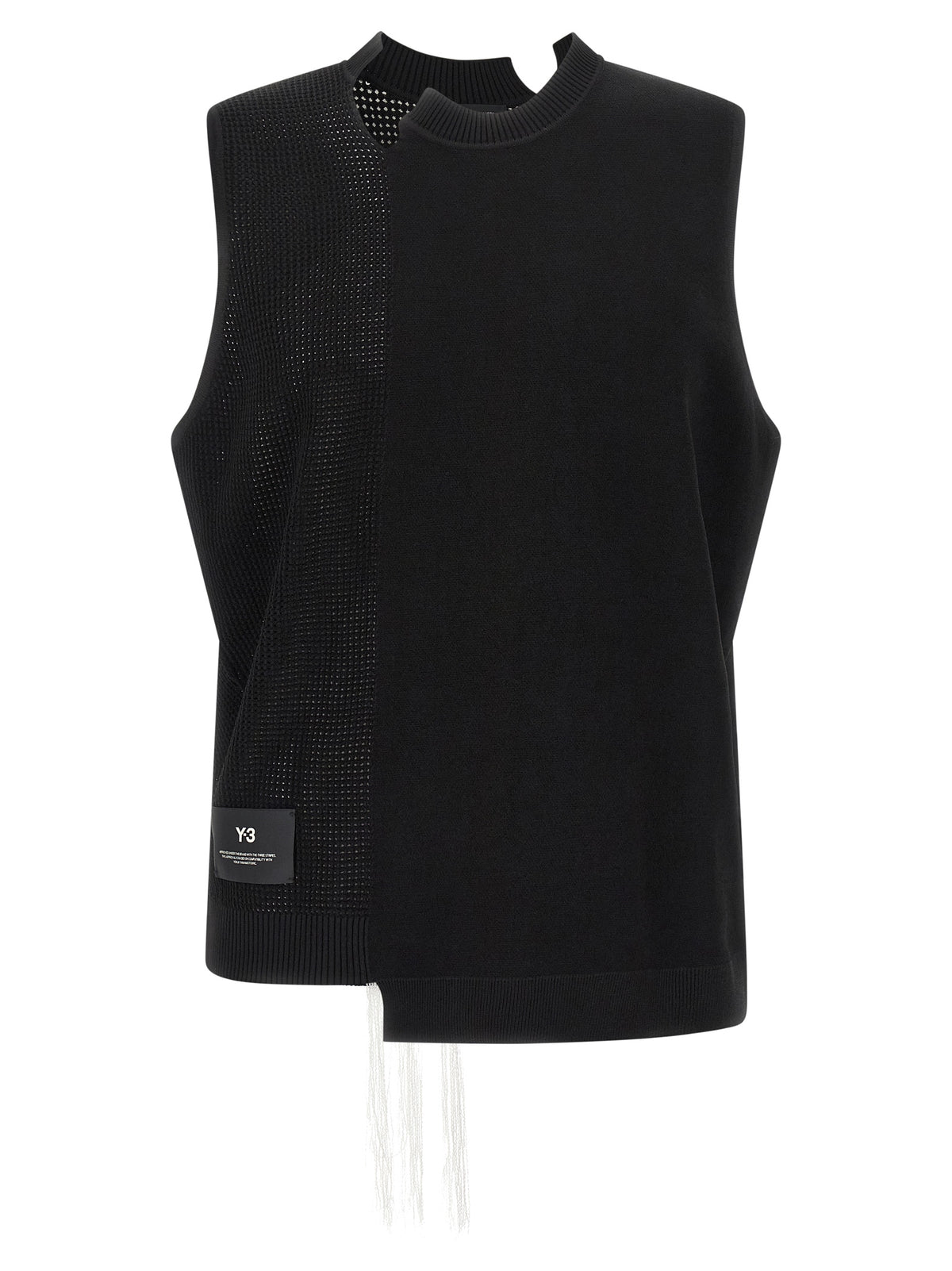 Y-3 Black Rayon Sleeveless Jacket - Bold Asymmetrical Design