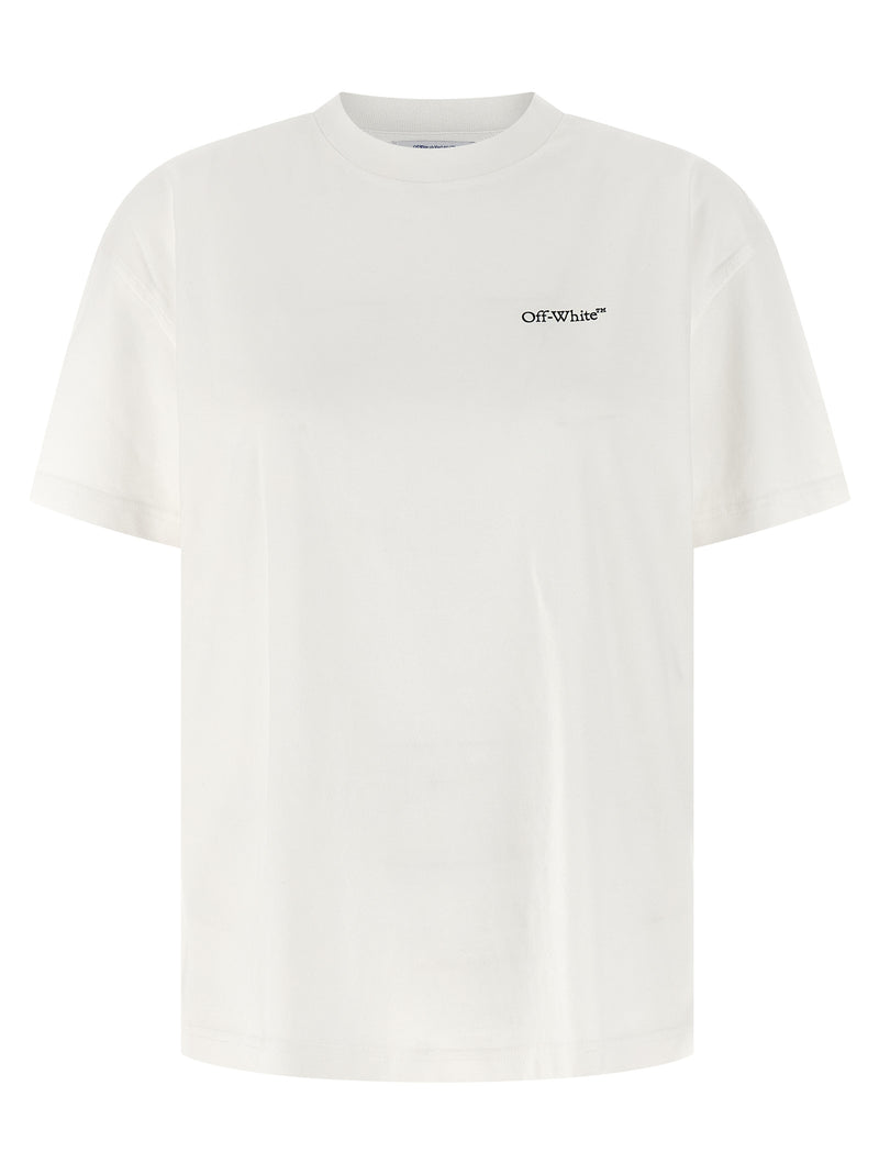Off-White White Cotton T-Shirt with Arrow Glowing Flower Print
