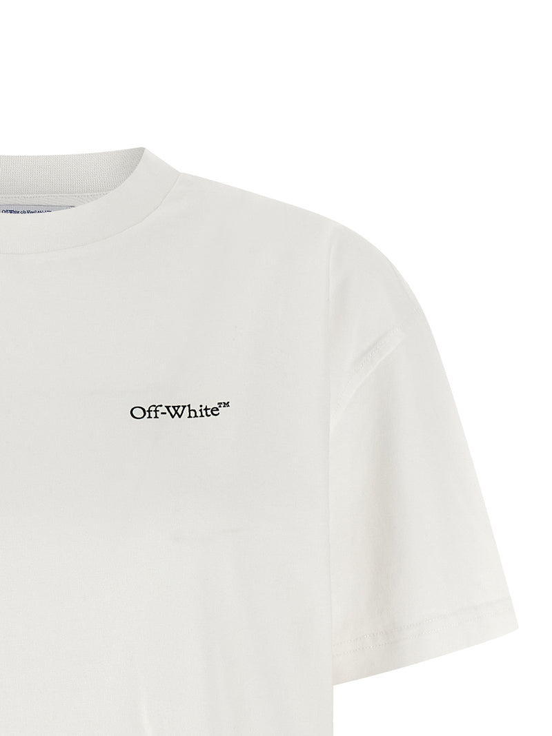 Off-White White Cotton T-Shirt with Arrow Glowing Flower Print