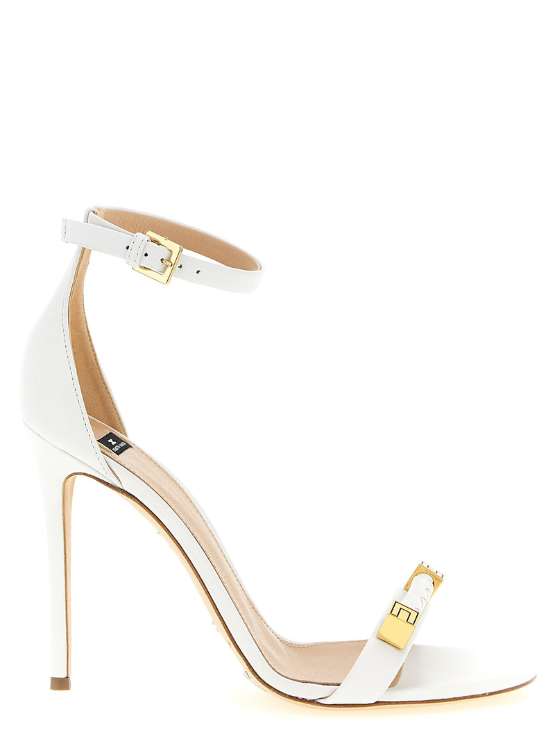 Sandales à talon aiguille en cuir blanc Elisabetta Franchi