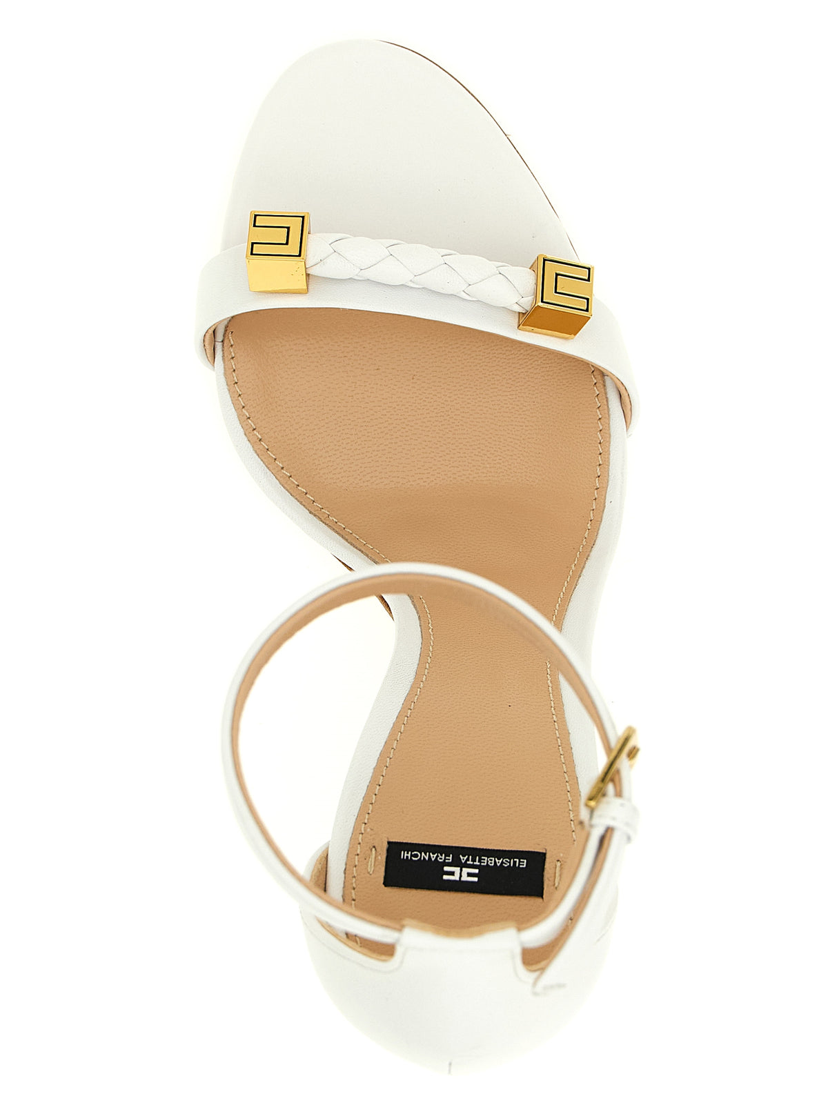Sandales à talon aiguille en cuir blanc Elisabetta Franchi