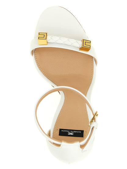 Elisabetta Franchi White Leather Stiletto Heel Sandals