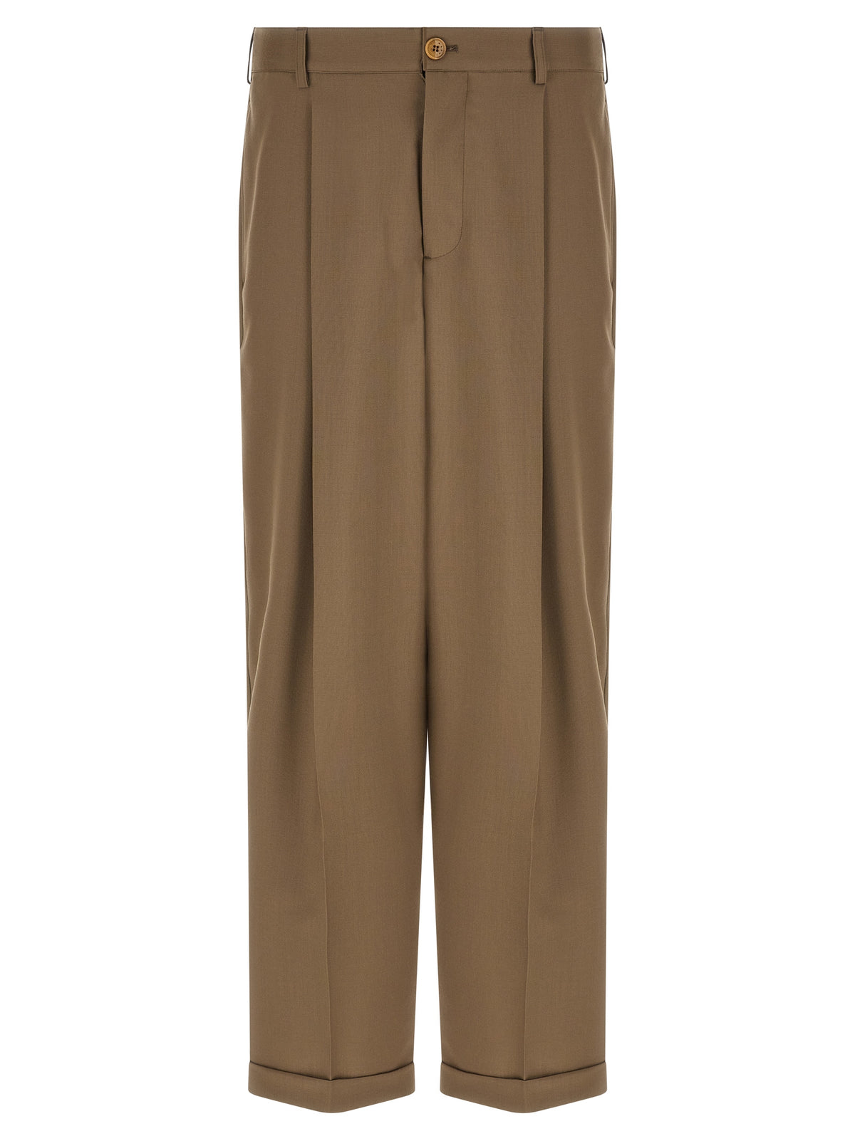 Marni Beige Virgin Wool High-Waist Casual Pants