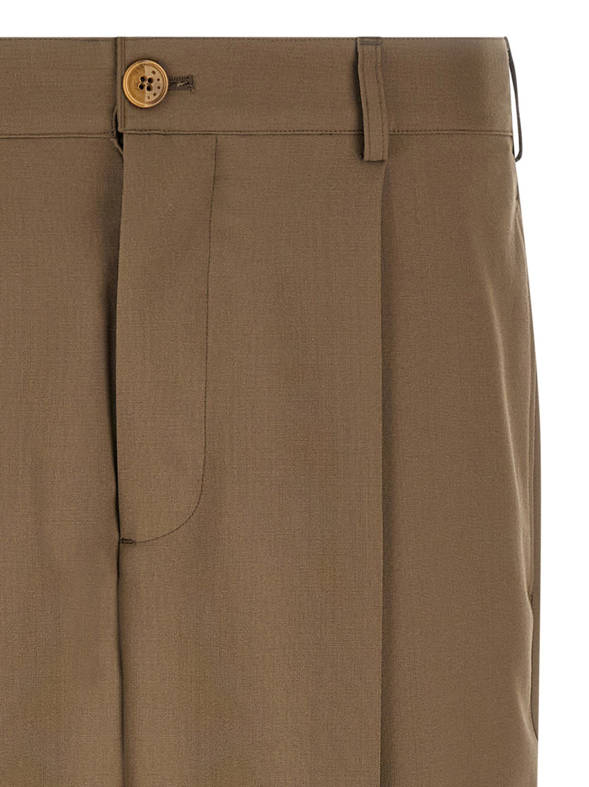 Marni Beige Virgin Wool High-Waist Casual Pants