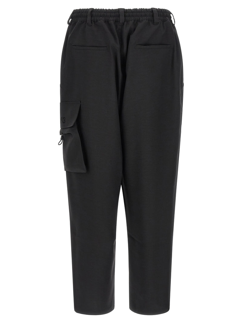 Y-3 Black Polyester Cargo Pants for Men