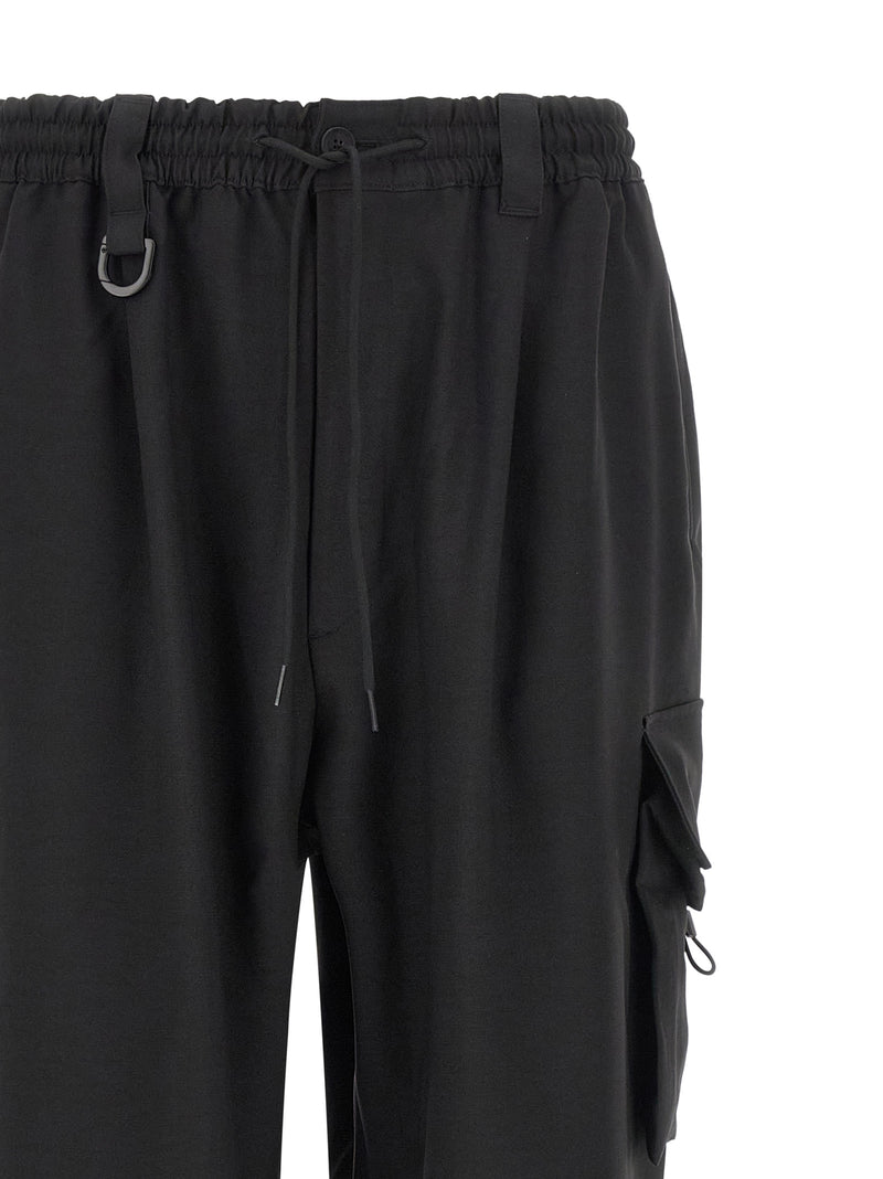 Y-3 Black Polyester Cargo Pants for Men