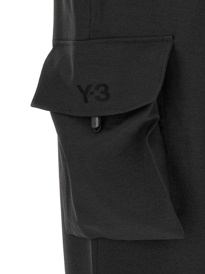 Y-3 Black Polyester Cargo Pants for Men