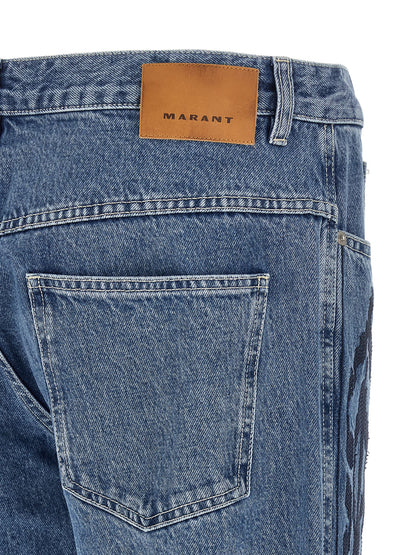 Isabel Marant Blue Cotton Straight-Leg Jeans