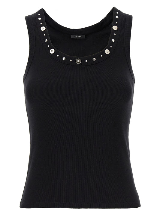 T-shirt sans manches Versace en coton noir