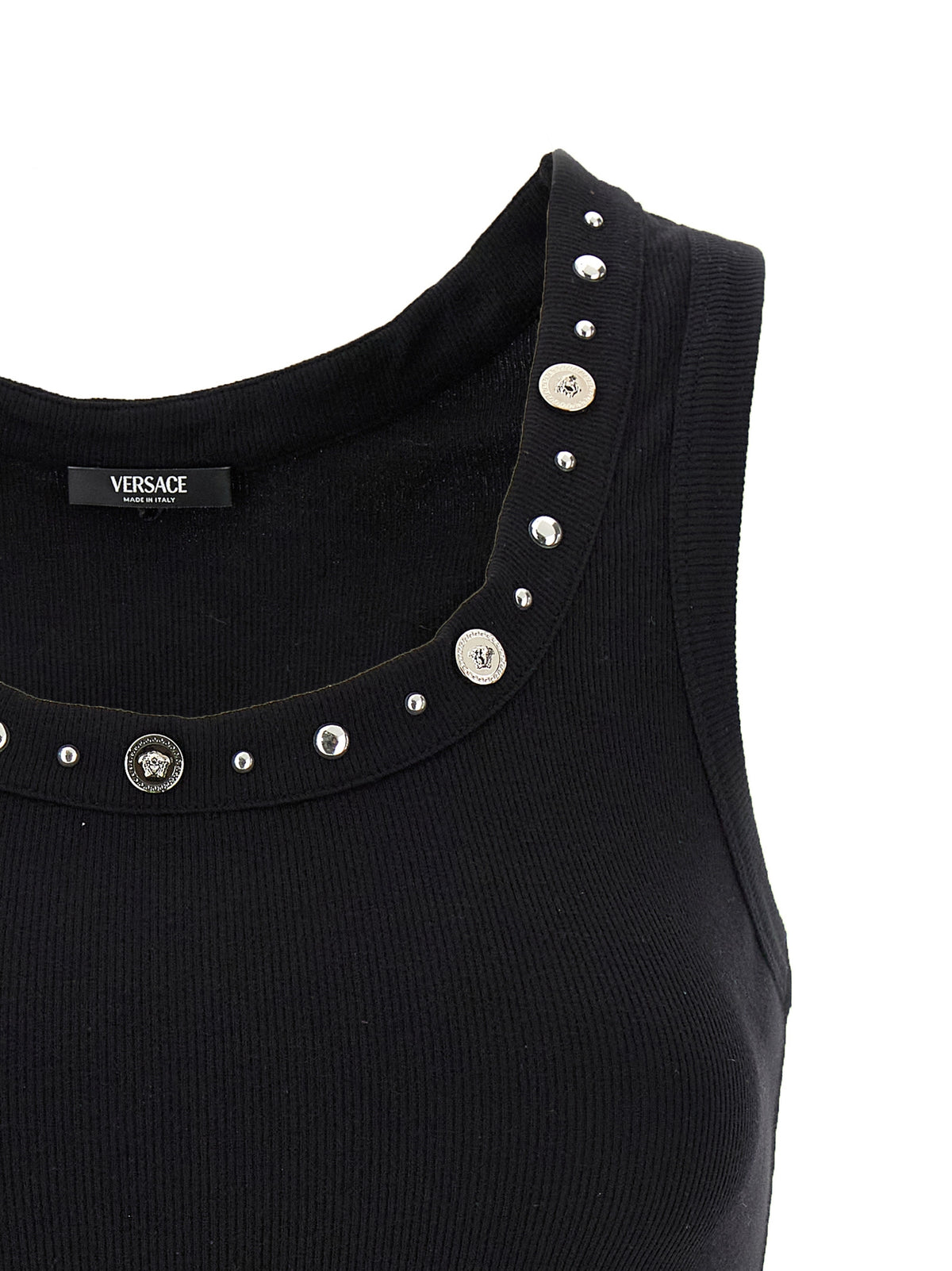 T-shirt sans manches Versace en coton noir