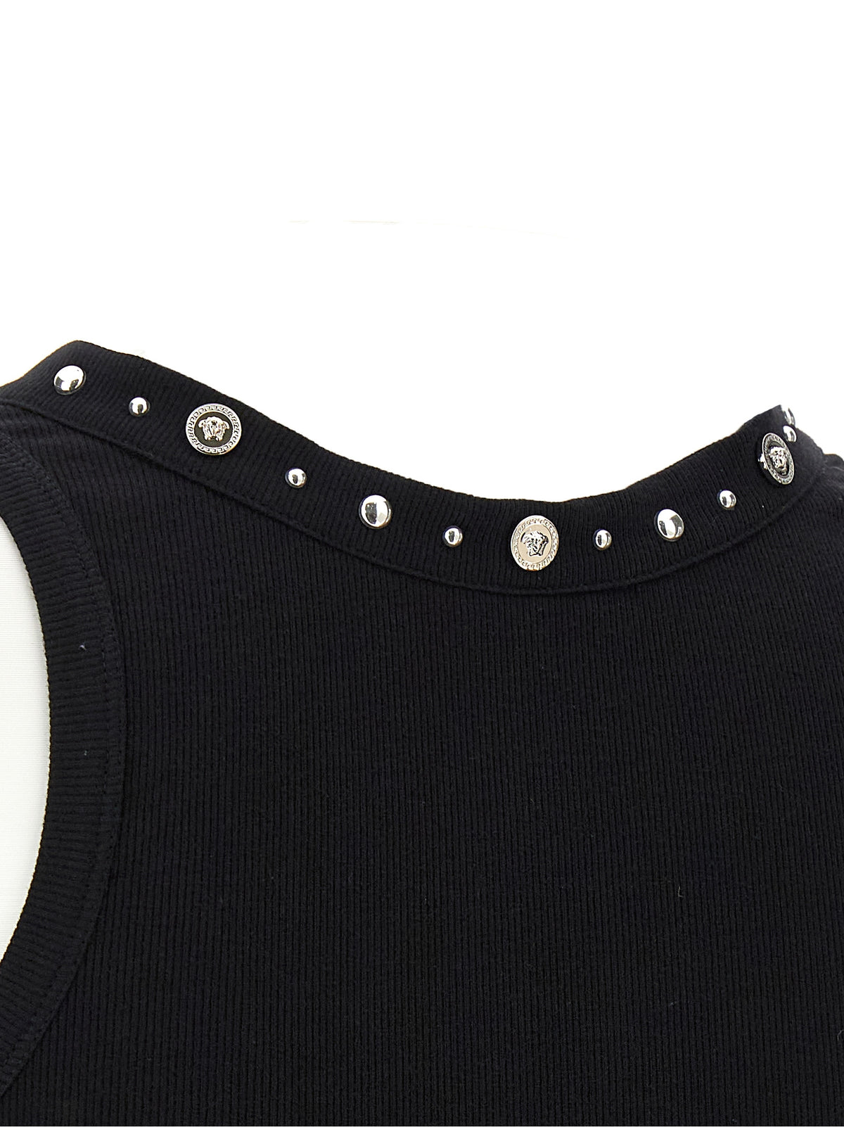 T-shirt sans manches Versace en coton noir