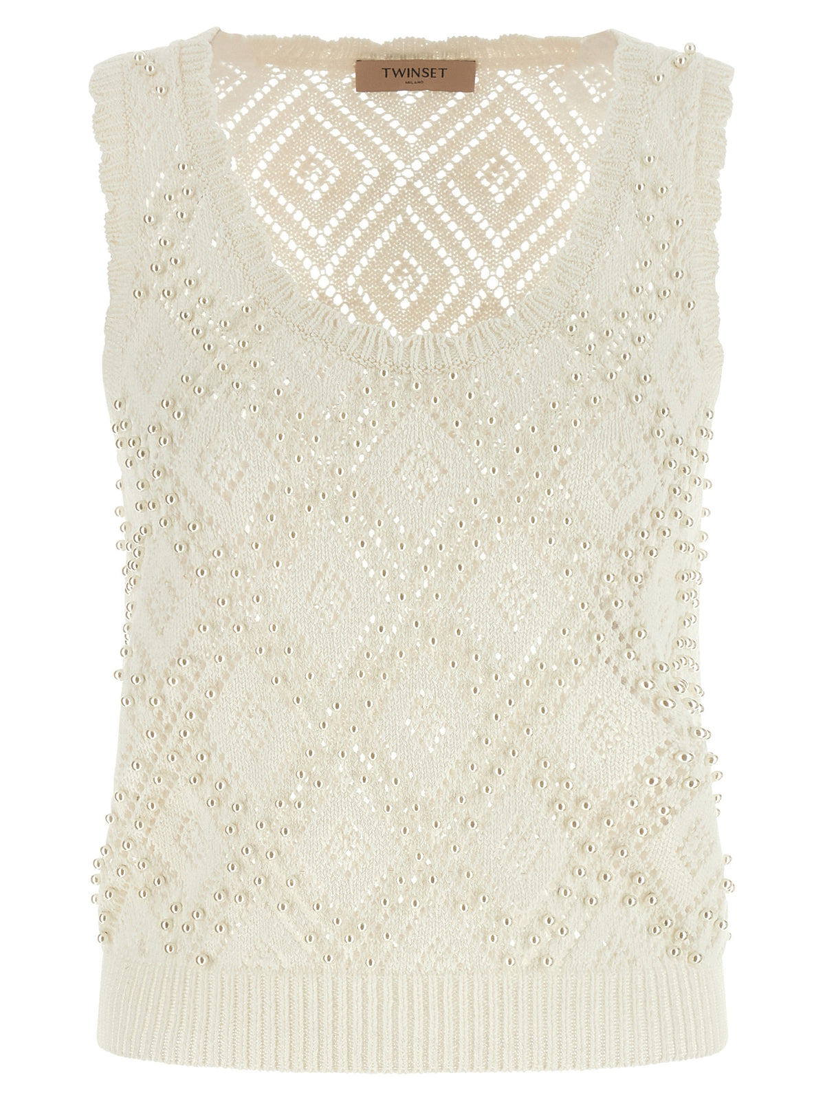 T-shirt sans manches en coton blanc Twinset