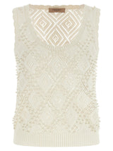 T-shirt sans manches en coton blanc Twinset