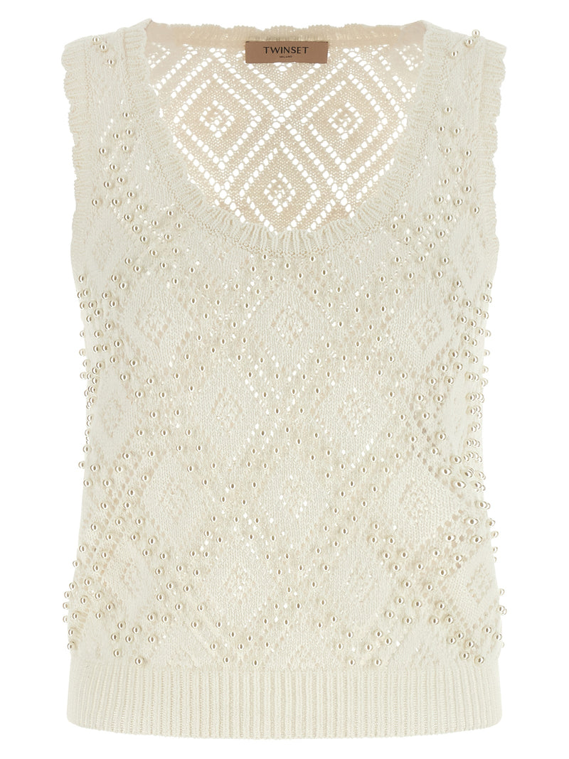 Twinset White Cotton Sleeveless T-Shirt for Women