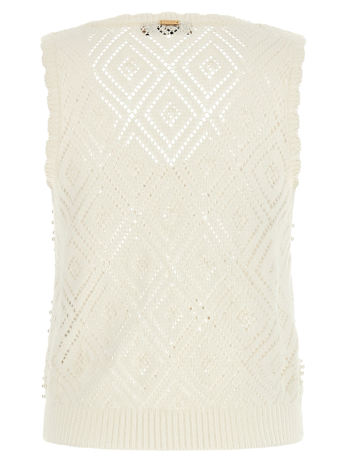 T-shirt sans manches en coton blanc Twinset