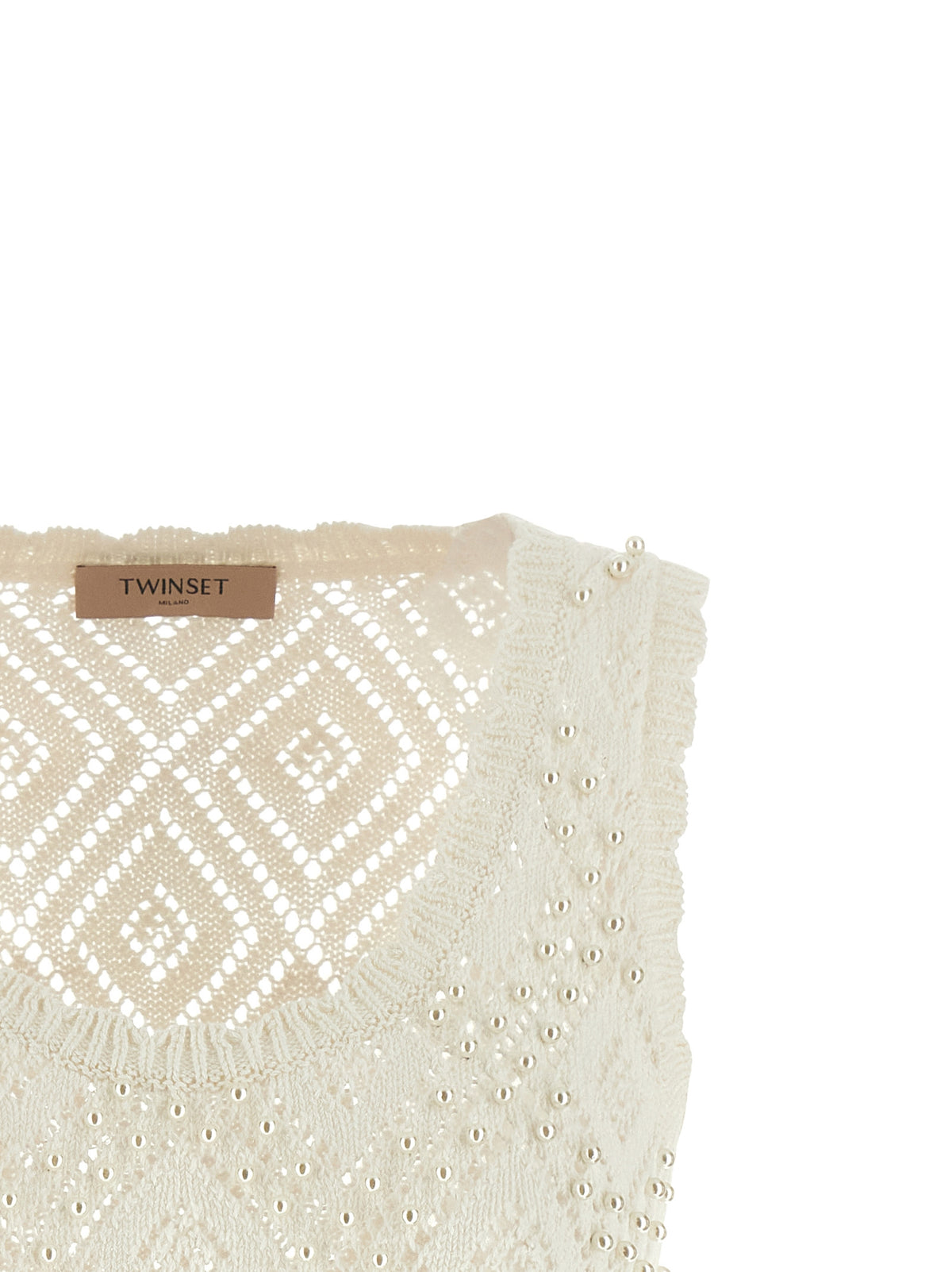 T-shirt sans manches en coton blanc Twinset