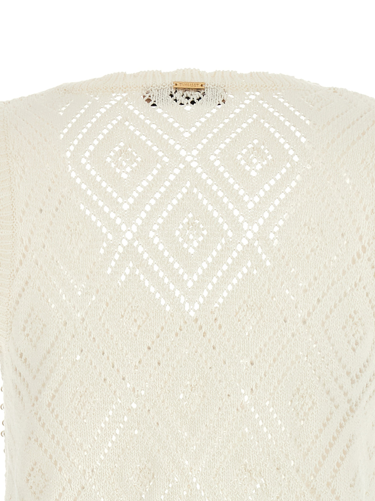 T-shirt sans manches en coton blanc Twinset