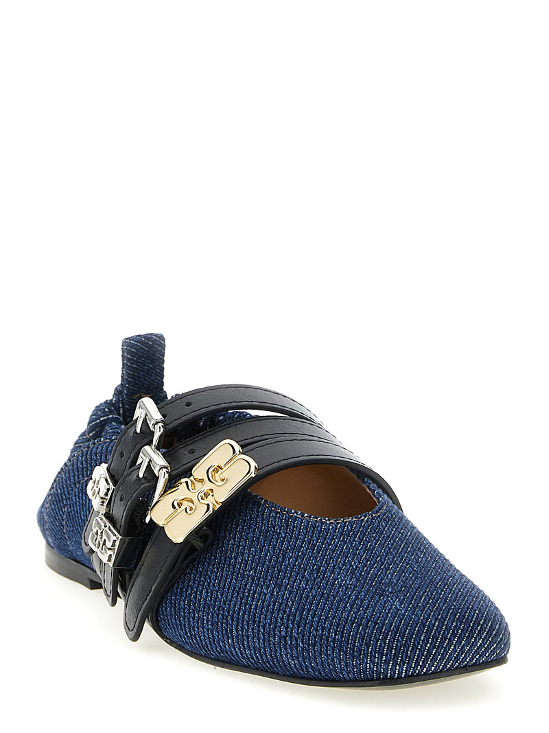 Ballerines Ganni en coton biologique bleu