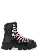 Bottes à lacets Ganni noires en polyester