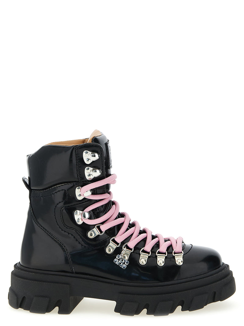 Bottes à lacets Ganni noires en polyester
