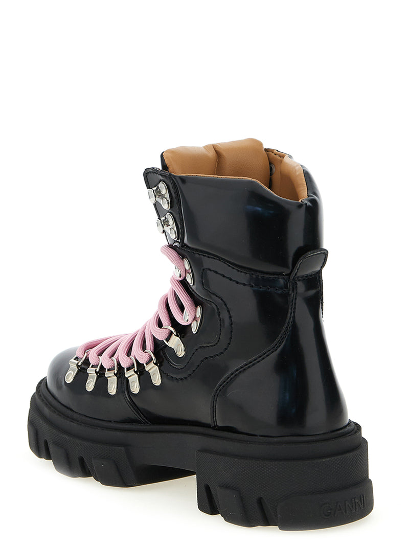 Bottes à lacets Ganni noires en polyester