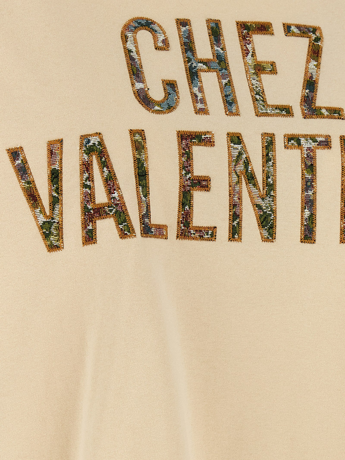 Valentino Garavani Beige Cotton T-Shirt with Embroidered Detail