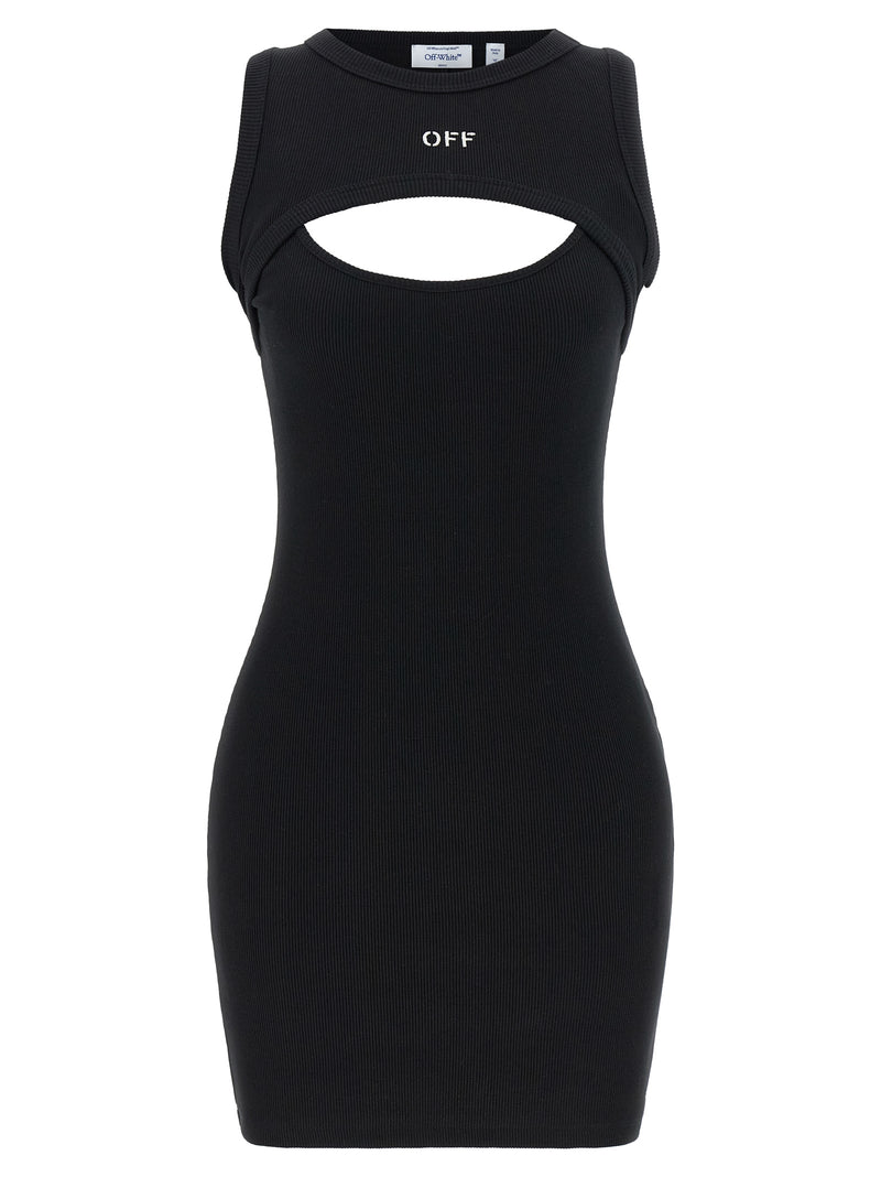 Off-White Bicolor Cotton Short Dress