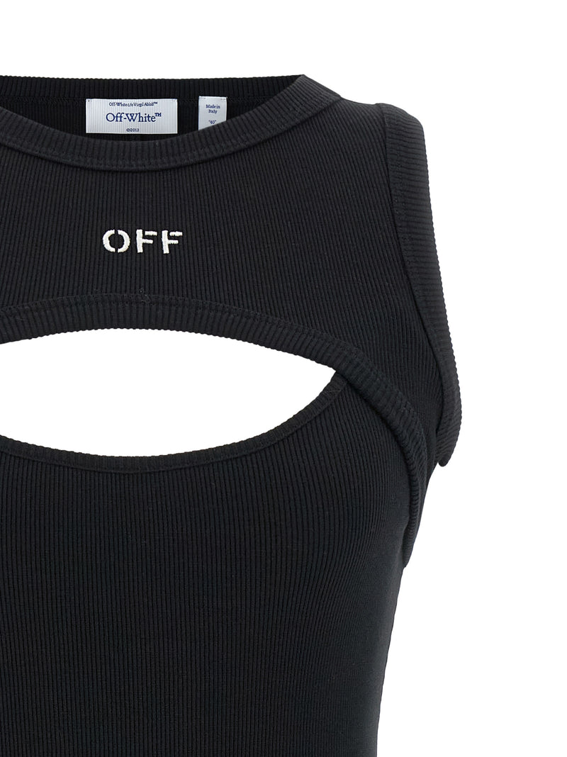 Off-White Bicolor Cotton Short Dress