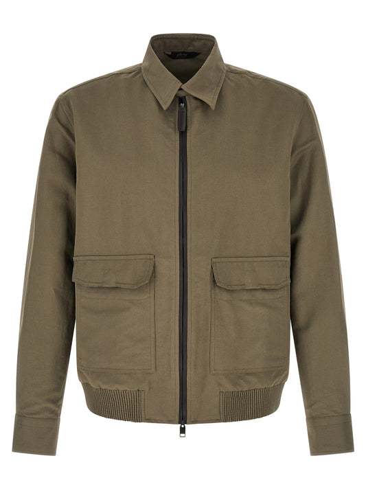Brioni Bicolor Linen Full-Length Jacket