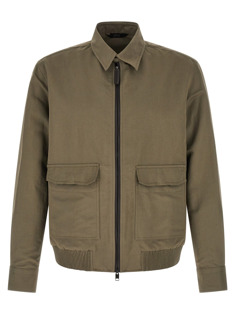 Brioni Bicolor Linen Full-Length Jacket for Men