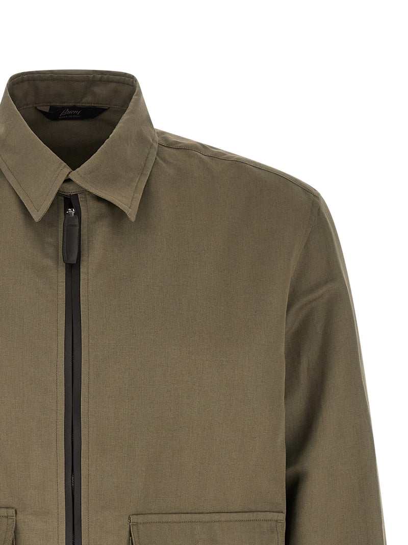 Brioni Bicolor Linen Full-Length Jacket for Men