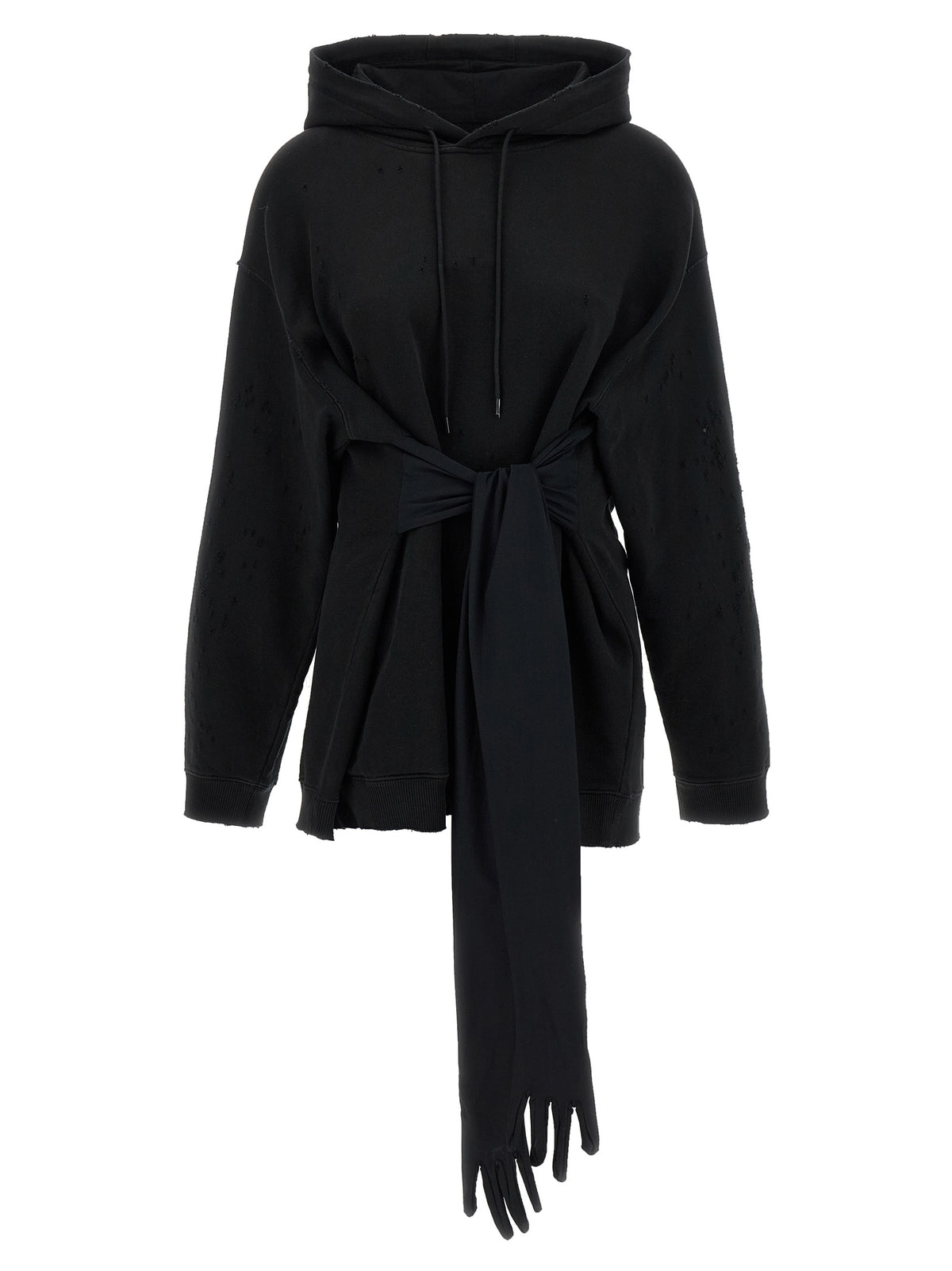MM6 Maison Margiela Black Cotton Hoodie Mini Dress