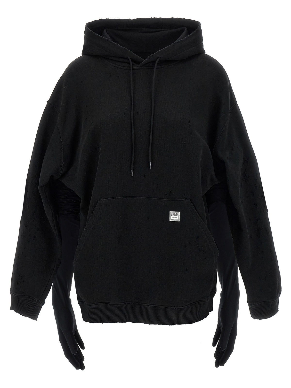 MM6 Maison Margiela Black Cotton Hoodie Mini Dress