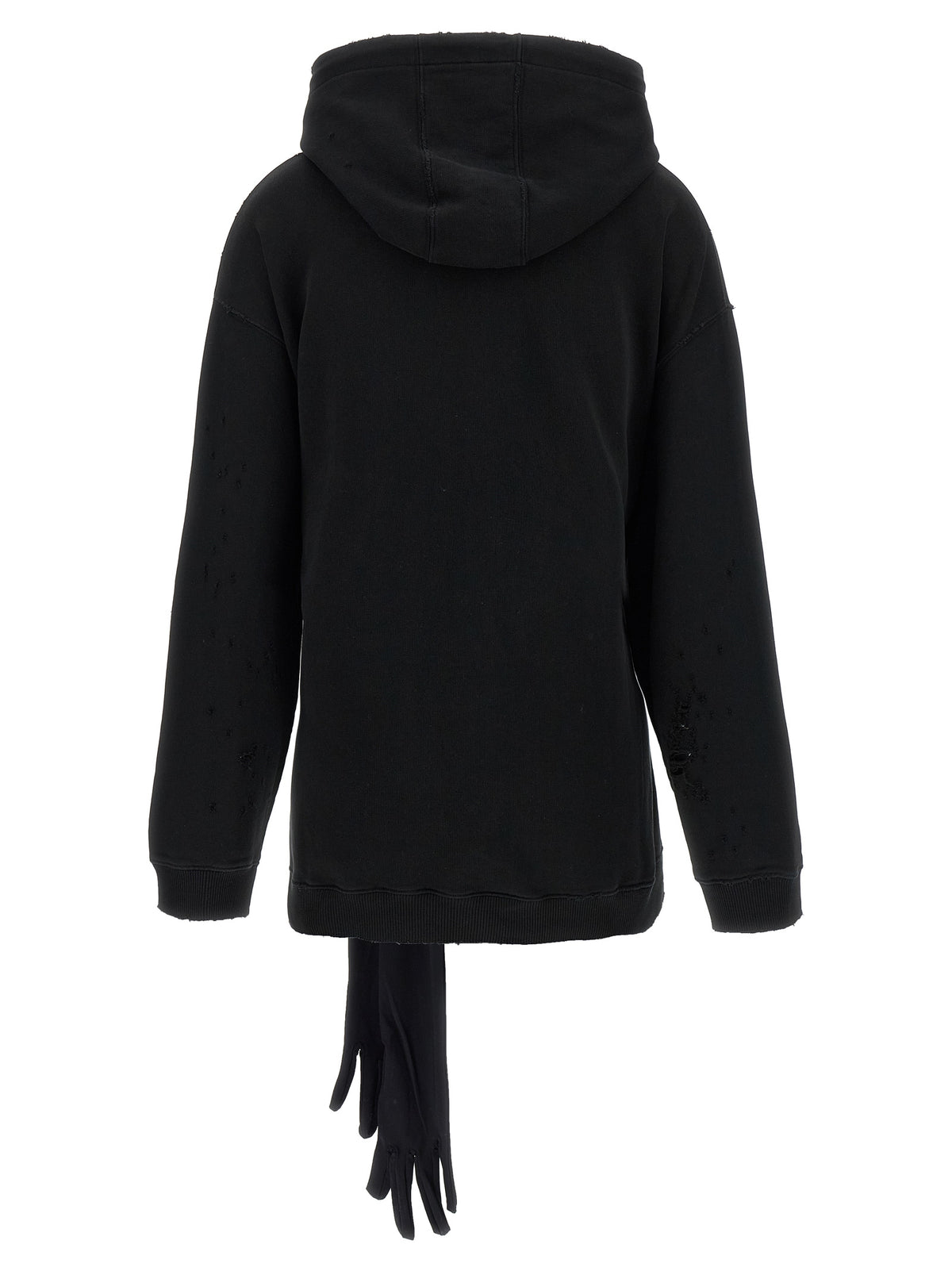 MM6 Maison Margiela Black Cotton Hoodie Mini Dress