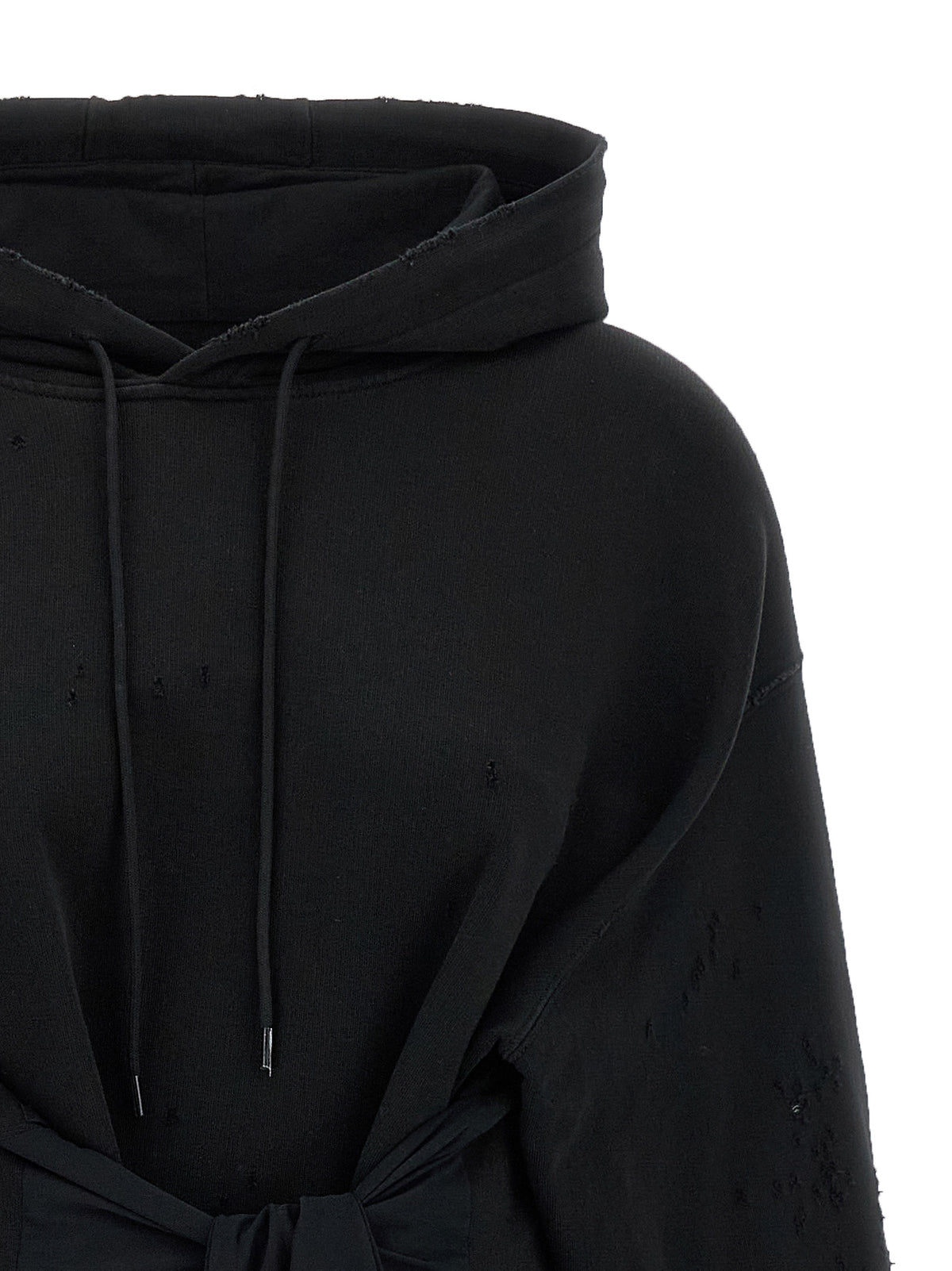 MM6 Maison Margiela Black Cotton Hoodie Mini Dress