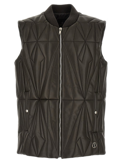Rick Owens Brown Lamb Leather Sleeveless Jacket