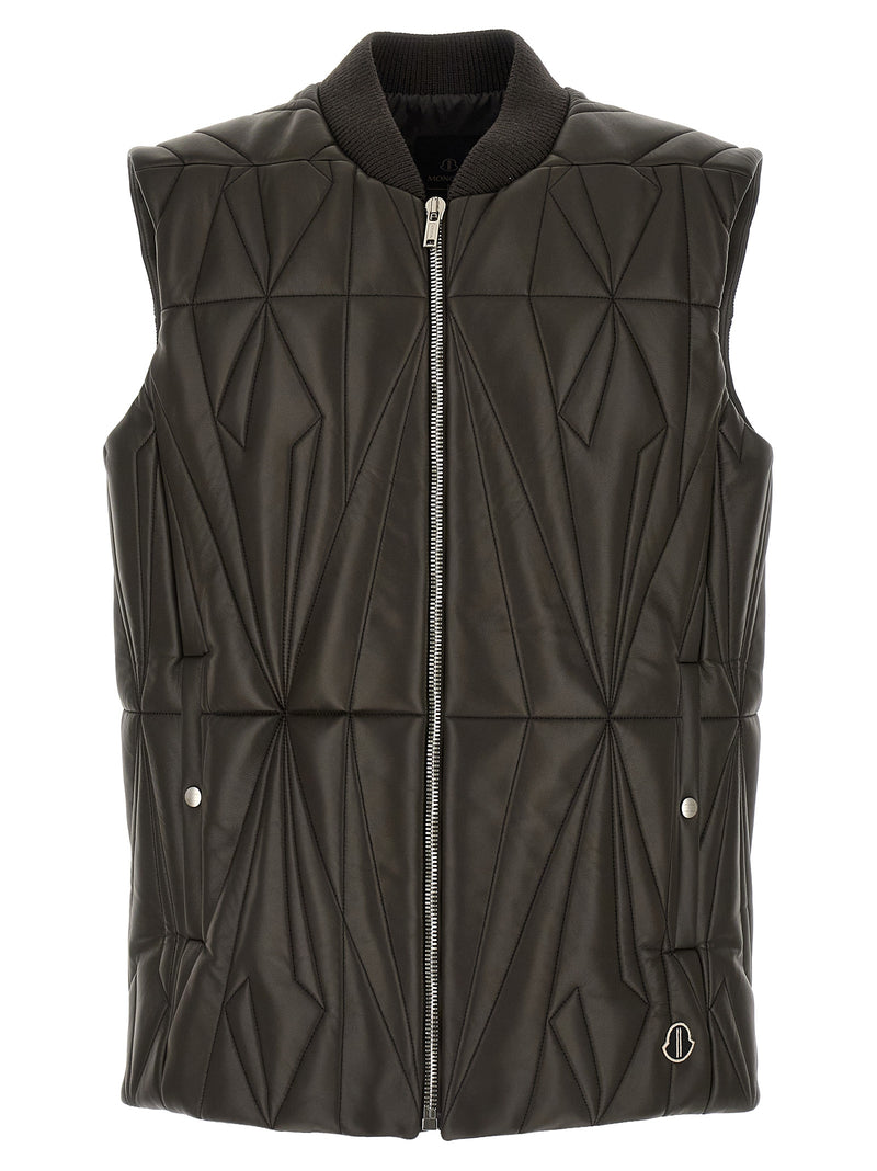 Veste sans manches Rick Owens en cuir d'agneau marron